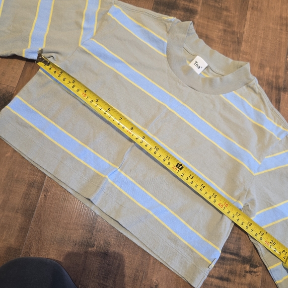 TNA Aritzia Oversized Long Sleeve Tee - XS - Sage Green Blue Rugby Varsity - Picture 5 of 6